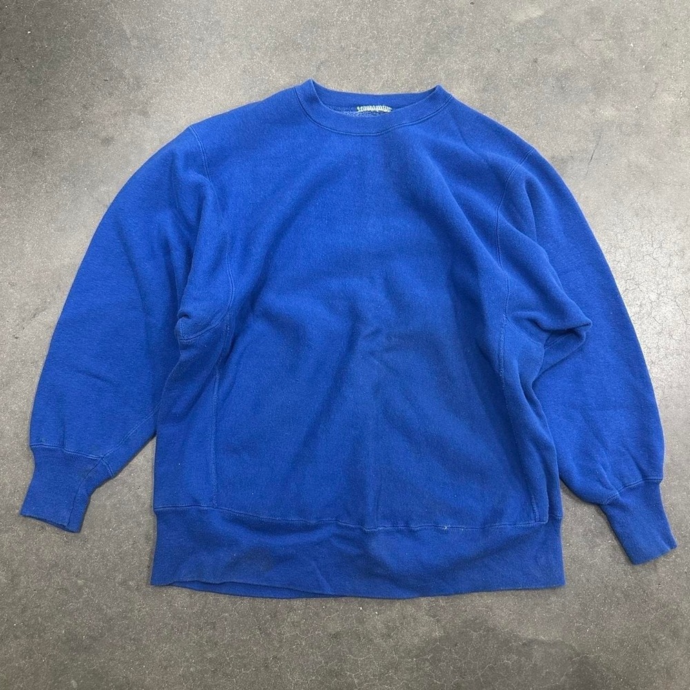 *SOLD* 90s russell athletic Blue Blank Crewneck Pullover Sweatshirt Size Large